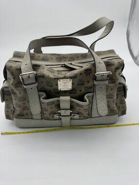 MCM Visetos Cognac Drawstring Bucket Bag Gold Hardware